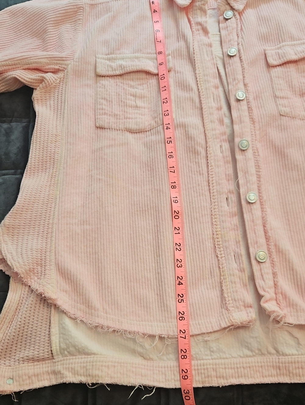 We The Free Dawn Break Floral Corduroy Shacket Pink & Butter Custom Dyed, M - Picture 13 of 14